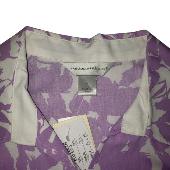 C.J. Banks Floral Button-Up Blouse M – Sleeveless Y2K Cottagecore Vibes - Picture 3 of 9